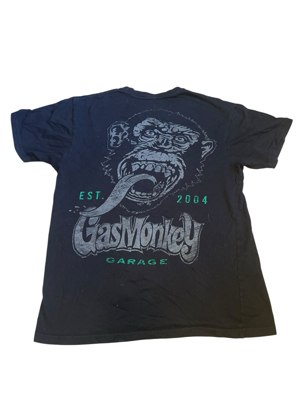 2004 Gas Monkey Garage Black Graphic Tee with Monkey Logo 100% Cotton